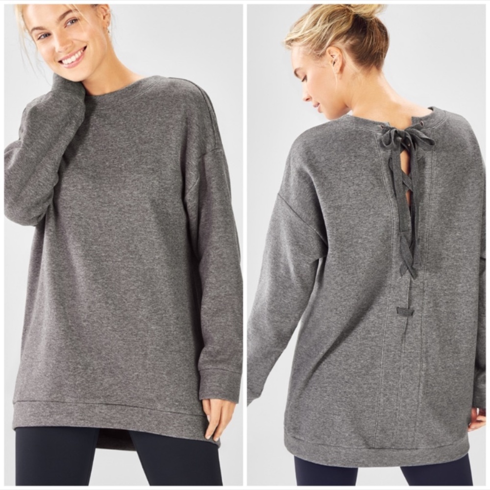 Fabletics Grey Nina Lace Back Pullover || Size S